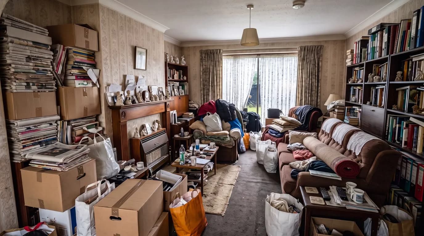Living room, UK (Decluttering), before staging