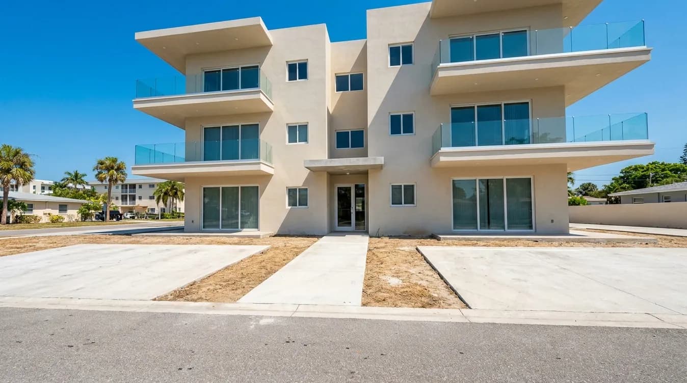 Apartment building, US (Exterior Enhancement), before staging