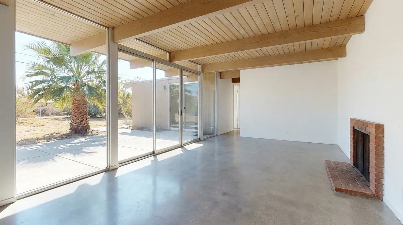 Mid-century living room, US (Virtual Staging), before staging